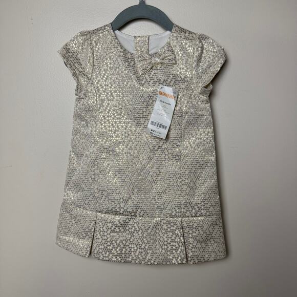 Gymboree Gold Shimmer Baby Dress Bow Size 12-18 months Formal Holiday Party NWT - Picture 1 of 9